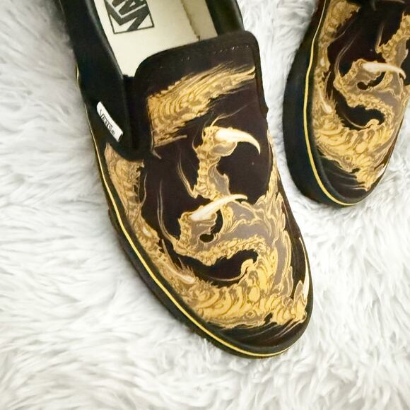 VANS | Rare Limited Edition Run Dragon Black Yellow Slip-on Sneakers  | Men's 10 - Picture 2 of 9